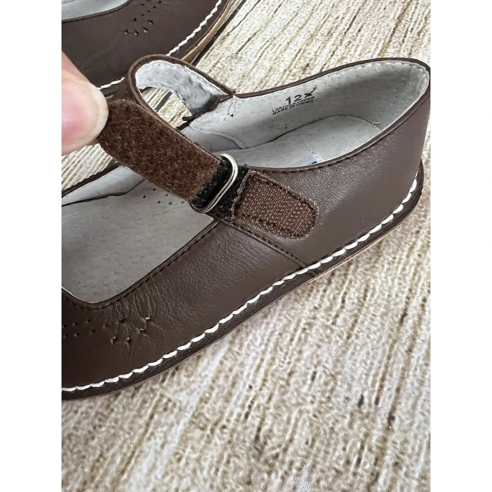 L'Amour Classic Leather Mary Jane Shoes Perforated Girls 12 Brown School Church